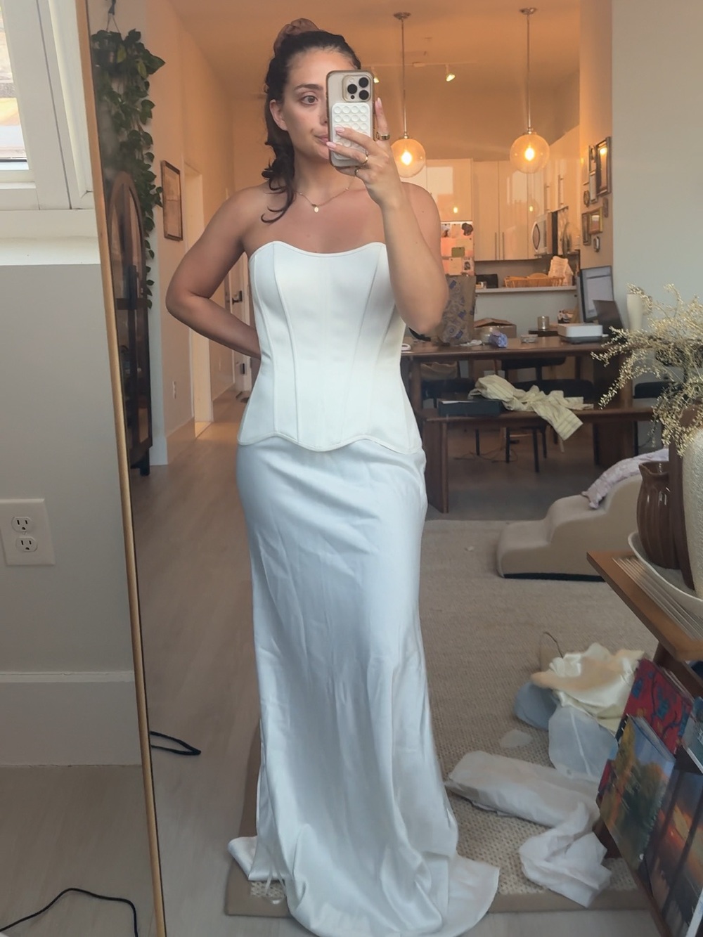 Strapless White Two-Piece Corset Wedding Dress - Picture 5 of 7